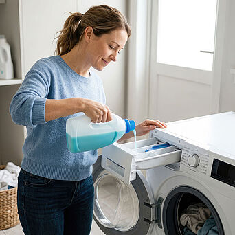 Detergent performance tests Flüssigwaschmittel zur Textilpflege im Haushalt